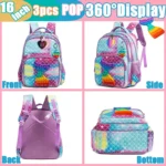 Pop It Mermaid Kids Backpack and Lunch Box Set - B - 03