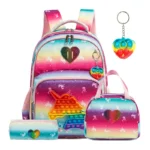 Pop It Unicorn Kids Backpack and Lunch Box Set - D - 01