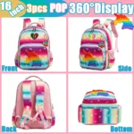 Pop It Unicorn Kids Backpack and Lunch Box Set - D - 03